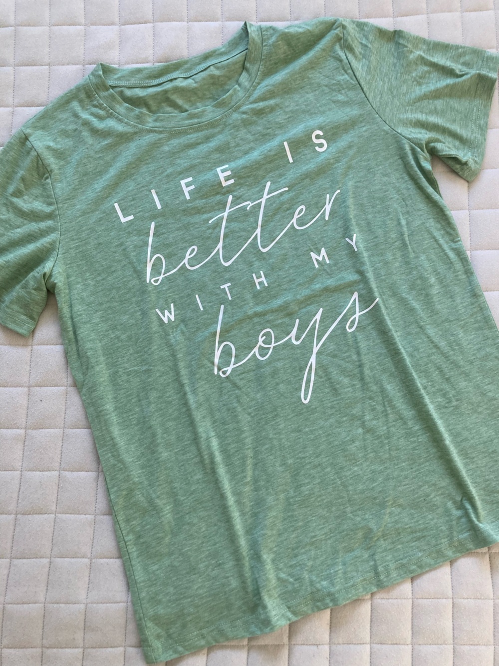 Graphic Tee "Life is Better With My Boys" - Seafoam Green